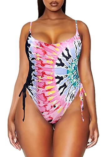 Image of Viottiset Women's Ruched High Cut One Piece Swimsuit Tummy Control Bathing Suit Monokini
