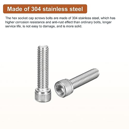 DTGN 3/8-16x1-1/2" Socket Head Cap Screws Bolts, 10Pcs 304 Stainless Steel 18-8, Machine Hex Socket Screw, Hex Drive - Image 3