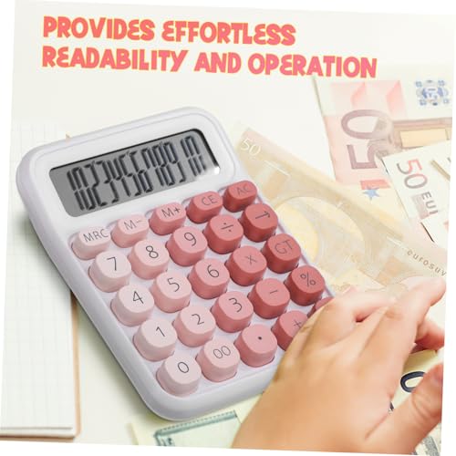 Calculadora rosa de botones Gadpiparty con interruptor mecánico de escritorio para hogar 6