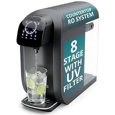 NU Aqua Countertop Reverse Osmosis System 8-Stage Water Filter with UV - Touch Display - Includes Sediment + Carbon, and RO Membrane Filters