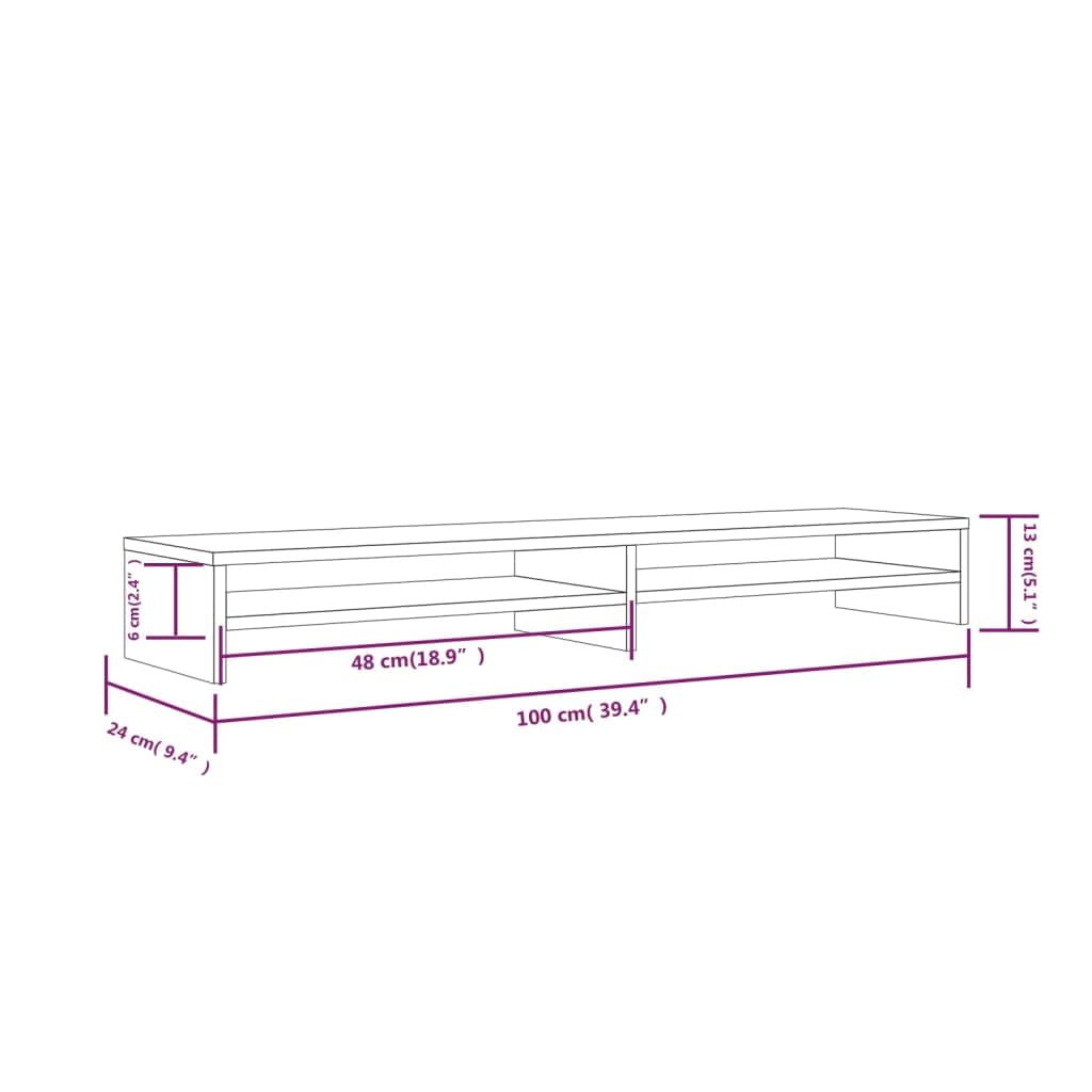 Supporto per Monitor,Supporto per computer tavolo consolle tv Mobile portaoggetti Adatto a soggiorno, camera da letto, studio, salotto 100x24x13 cm in Legno Massello di Pino