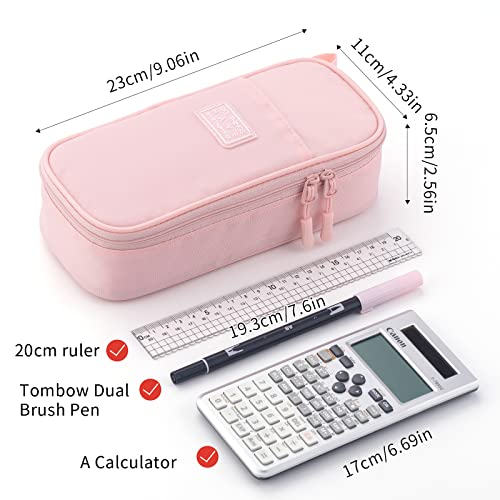 Cicimelon Durable Pencil Case Big Storage Pen Pouch Bag For School Supplies Office College Teen Girls Adults, Pink #TOP3