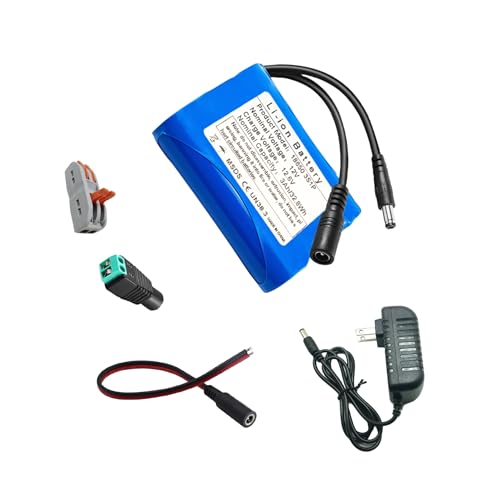 12V 3000mAh Rechargeable Lithium Battery Pack with 12.6V Charger, DC5521 Connector for DIY, Security Cameras, LED Strips, RC Toys, Ham Radio, Outdoor Use