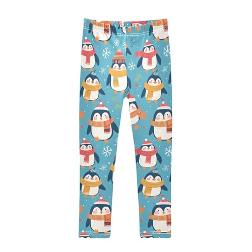 Christmas Penguin Kids Girl's Cotton Leggings Soft Full Length Activewear Sports