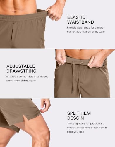 Image of GGJ Men's Lightweight Athletic Shorts with 2 Zipper Pockets 7 inch /9 inch /5 inch Gym Workout Running Quick Dry Tennis Shorts for Men