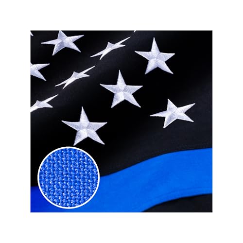 Thin Blue Line Flag 3x5 ft Deluxe Super Tough Series Heavy Duty Spun Polyester Back Police Flag High Wind Durable Blue American Law Enforcement Flags for Outdoor Outside