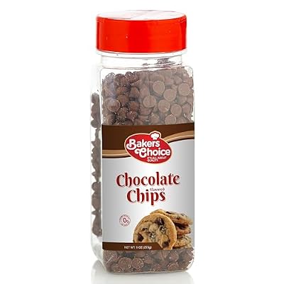 Chocolate Flavored Chocolate Chips Baking Ingredient, Topping and Decoration Candy for Ice Cream, Desserts and Baked Goods, Non Dairy, Kosher - 9 oz. - Bakers Choice