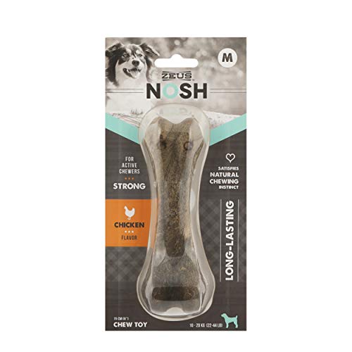 Zeus Nosh Strong Juguete mordedor para Perros, Hueso, Pollo, 15 cm