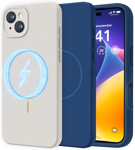 Coque iPhone 15 magnétique en silicone liquide avec doublure microfibre