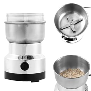Coffee Grinder, Electric Automatic Grinder with with 4 Stainless Steel Blades 300ml Coffee Mill Grinder One Button Operation Coffee Bean Grinder Portable Electric Mill Grinder for Rice Seeds