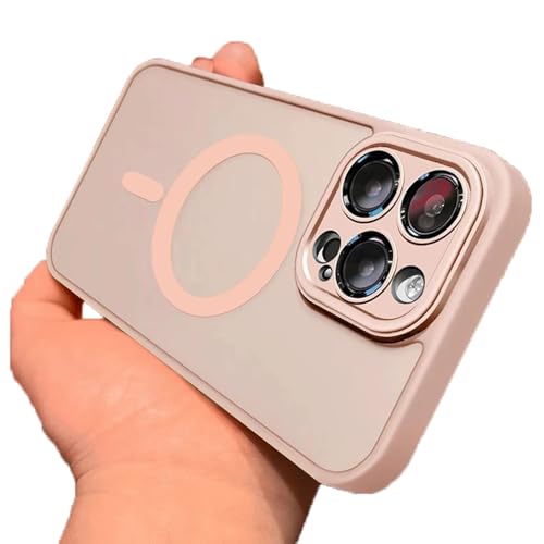 KLOUYHTY Popcoom Matte magnetische draadloze oplaadhoes voor iPhone, magnetisch opladen aluminium metalen bumper mat hoesje voor iPhone, doorschijnende matte achterkant, slank, schokbestendig