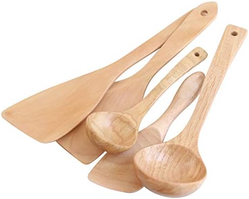 木製 キッチンツール 5点セット おしゃれ 炒めへら ヘラ キッチン雑貨 調理器具 白木 フライ返し 輸入 しゃもじ お玉