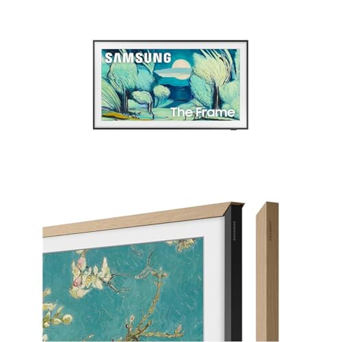 Image of Samsung 55-Inch The Frame LS03F 4K QLED Smart TV (2025) with Modern Teak Frame Customizable Bezel Bundle