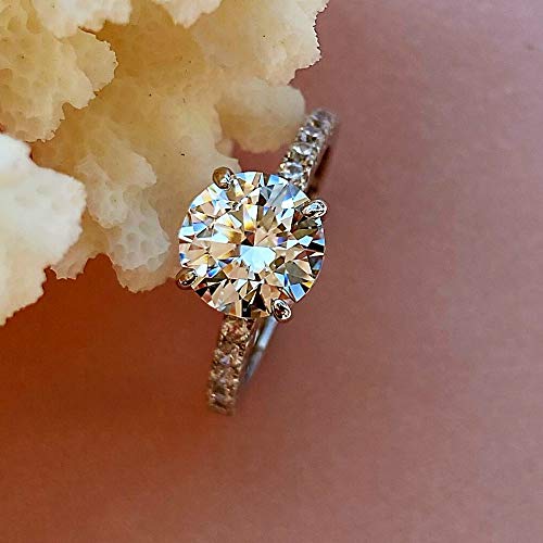 Precision Cut Zircon 2 Ct Round-cut Halo Bridal Ring 925 Silver Accented Brilliant Solitaire Engagement Ring2