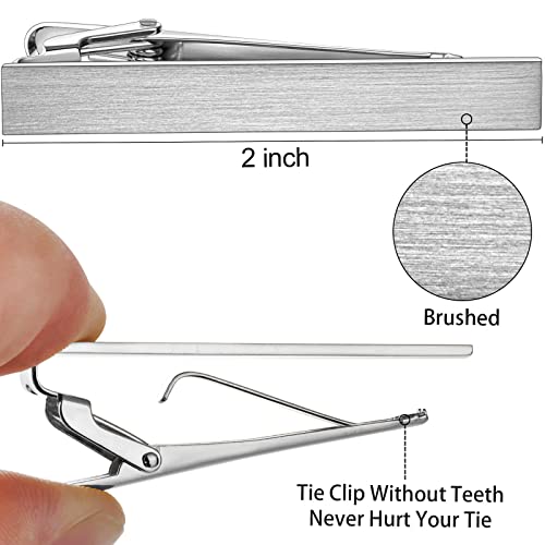 Hawson 2 Inch Tie Bar Clips For Men Set Of 3 Pcs Silver Necktie Accessories Perfect Wedding Business Gift #TOP1