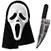 Produktbild Halloween Horror Maske und Fake Messer im Set  Masken Kostüm für Erwachsene  Ghost Maske Prank Artikel  Zombie Messer mit Fake Blut und Halloween Maske als Requisite und für Gruselige Kostüme