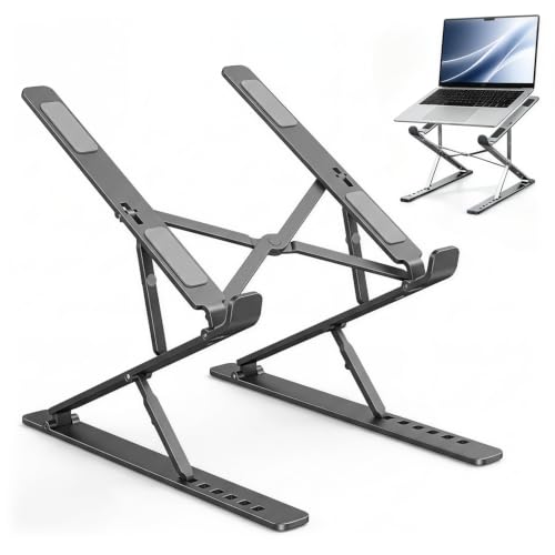 Image of ZORBES Adjustable Laptop Stand Portable Foldable Laptop Riser with Multiple Height Levels for 10 to 17 Inch Laptops and Tablets for Home Office and Traveling
