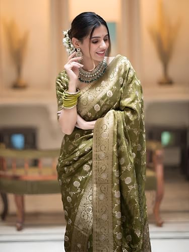 Image of Yashika Women's Pure Kanjivaram Silk Saree Soft Banarasi Style Wedding With Blouse Piece | Saree For Women | New Sari