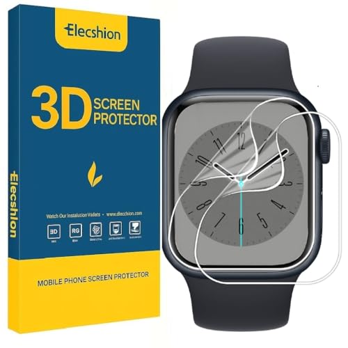 Image of Elecshion Apple Watch 45mm Screen Protector (Series 7 /8 /9) Pack of 2, HD Clear Screen Guard, Ultra-Thin Film, Scratch-Resistant, Bubble-Free Easy Installation Kit