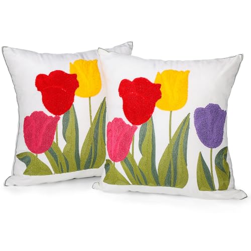 Hahafelt �t�̉Ԏh�J�����X���[�s���[�J�o�[2�� 45.72cmx45.72cm �`���[���b�v�t�����[���J�o�[ �t�@�X�i�[�t�� �t�@�[���n�E�X �N�b�V�����P�[�X �J�E�`/�x�b�h/�\�t�@/���r���O���[��/�Q���̑����M�t�g��