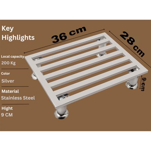 Image of Stainless Steel Square Heavy Durable Stool | Modern Design Stool Chair for Bathroom, Kitchen, Home & Garden (36cm x 28cm x 9 cm)