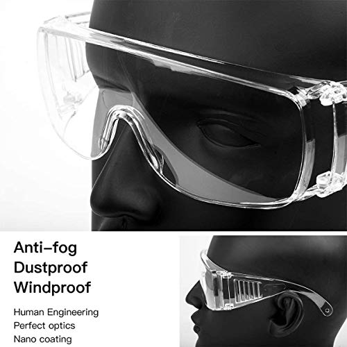 Protective Eyewear Safety Goggles Clear Anti-fog/Anti-Scratch Safety Glasses over Prescription Glasses,Transparent Frame for Men Women Lab Clear 4 Pack - Thumbnail 2