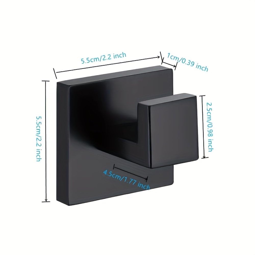 2 x Badezimmer-Handtuchhaken, Winkel, einfacher Edelstahl, Duschhandtuchhalter, Mantel, Bademantel-Kleiderbügel, quadratische Bademantelhaken, Wandhalterung, 2 Stück FGYGMB