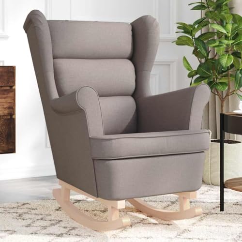 Vetnasa Silla Mecedora de Tela Taupe 74x90x102 cm Mobiliario, Sillas, Sillones Gris Topo 25,2 KG