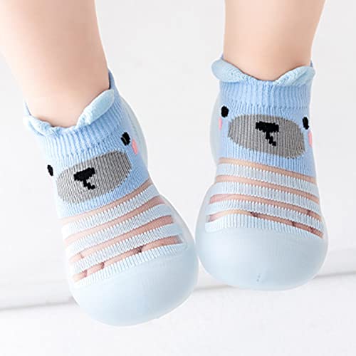 Baby Moccasins Infant Boys Girls Animal Prints Cartoon Socks Shoes Toddler Mesh Floor Socks Non Slip Prewalker Shoes (Blue, 12-18 Months)3