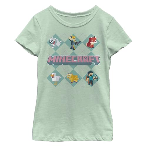 Fifth Sun Little, Big Minecraft Argyle Girls Short Sleeve Tee Shirt
