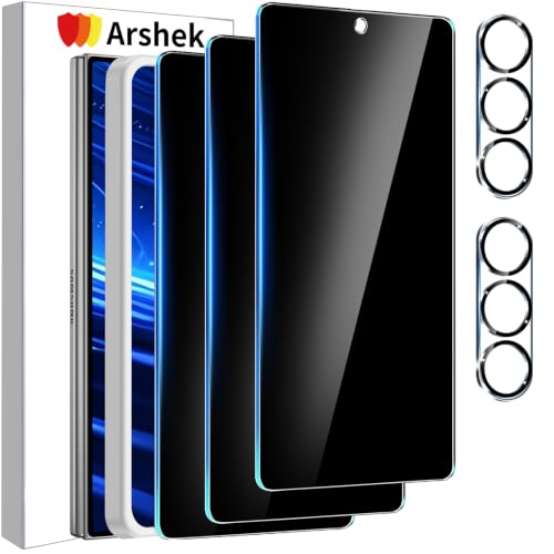 Image of 3 Pack Privacy Screen Protector for Samsung Galaxy Z Fold 8 Ultra Tempered Glass + 2 Pack Camera Lens Protector, True 25Anti Spy, 9H Hardness, Fingerprint Unlock, Case Friendly Bubble-Free