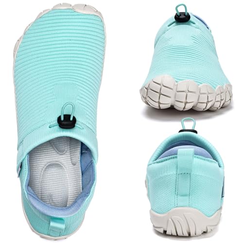 Image of WateLves Water Shoes Womens Mens - Comfortable Lightweight Striped Pattern Barefoot Shoes for Beach Swim Pool Yoga Boating Water Aerobics