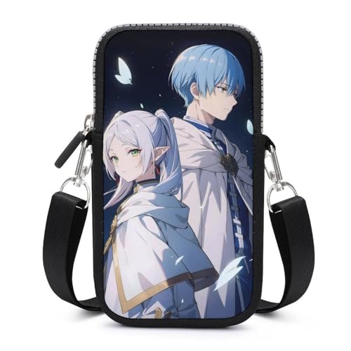 [QIGEHB] スマホポーチ 葬送のフリーレン フリーレン ヒンメル ミニ ショルダーバッグ ミニポーチ 軽量 お財布ポシェット 携帯ポーチ 男女兼用 斜め掛け 肩掛け 財布 小物入れ 日常 カジュアル 携帯入れ