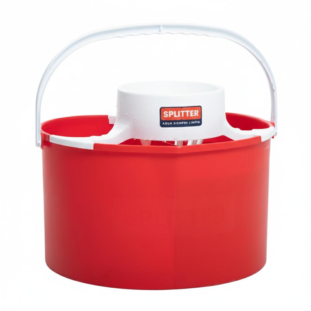 Seau de nettoyage double compartiment 14L Splitter rouge avec deux bacs eau propre et sale