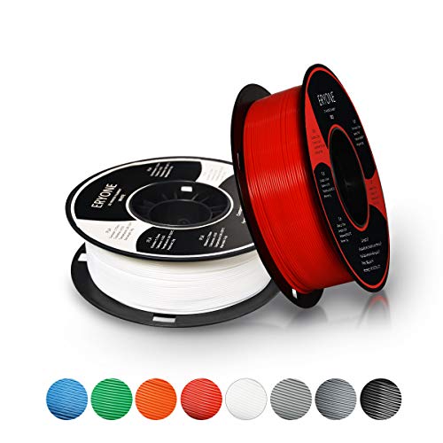 Filament PLA 1.75mm, ERYONE Filament PLA 1.75mm, 3D Printing Filament PLA for 3D printer, 2kg, 2 Spools, (1kg White+1kg Red)