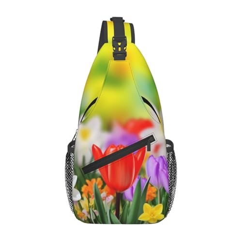 Bolso Cruzado Deportivo Spring Flowers en Negro