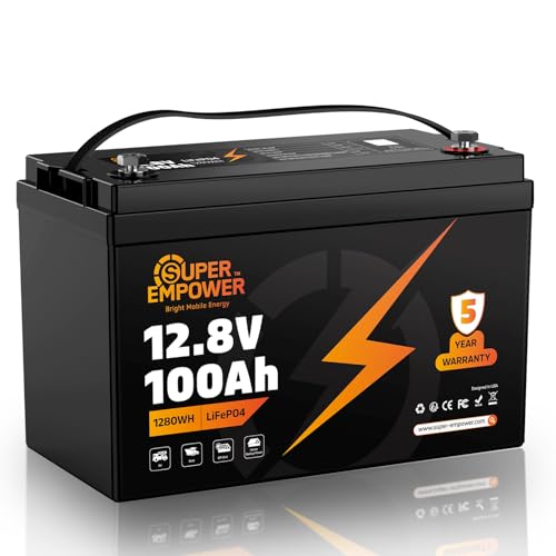 12V 100Ah LiFePO4 Lithium Battery- BCI Group 27, Deep Cycle RV LiFePO4 Battery with Low-Temp Protection, 100A BMS, 1280Wh, Max.15000 Cycles, 10-Year Lifespan for RV, Solar, Trolling Motor, Marine