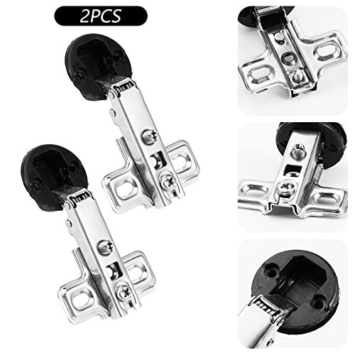 Glass Door Hinges, 2 Pcs Cabinet Door Hinges Solf Close Hinge Invisible Furniture Hinges Match with 26mm Cup Screws(2Pcs Straight Arm) - Image 2