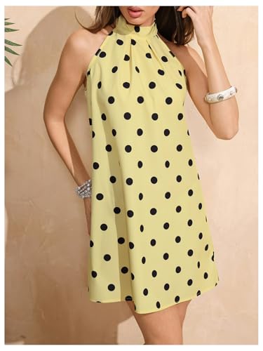 Image of Floerns Women's Sleeveless Floral Print Sundress Halter Neck A Line Short Dress