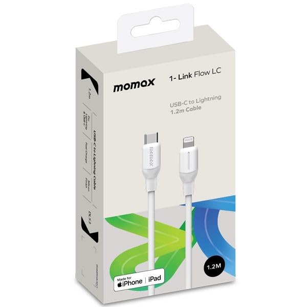 MOMAX DL53W 1-Link Flow CL USB-C to Lightning Kablo 1.2m White