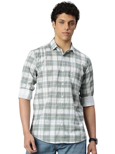 Image of Majestic Man Men's Pure Cotton Checkered Slim Fit Casual Shirt - Full Sleeve | Trendy & Comfortable