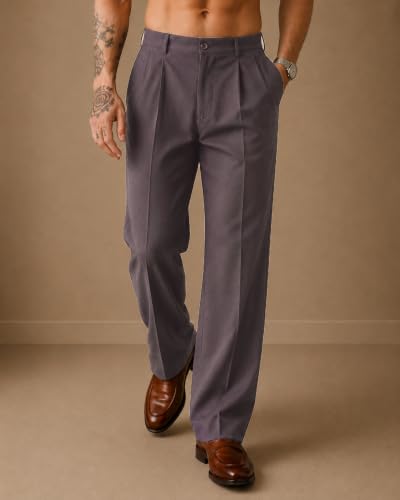 Image of Amazon Brand - INKAST Men Relaxed Fit Korean Pant | Formal Trousers | Straight Fit | Easy Wash | Office Wear