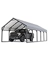 12 x 26 FT Metal Carport, Heavy Duty Carports Reinforced Frame and Steel Roof, All-Weather Shelter Canopy for Pickups, Boats, Cars, and Tractors