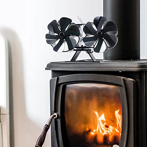 Weyderk Wood Stove Fan Heat Powered, 12 Blades Non Electric Ecofan, Thermoelectric Fireplace