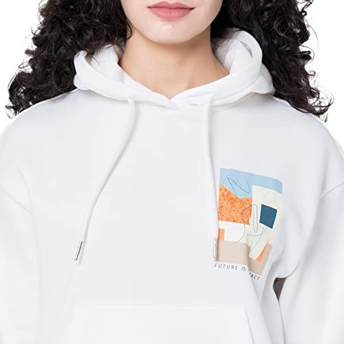 Image of Mode By Red Tape Women's Off White Graphic Print Hoodie