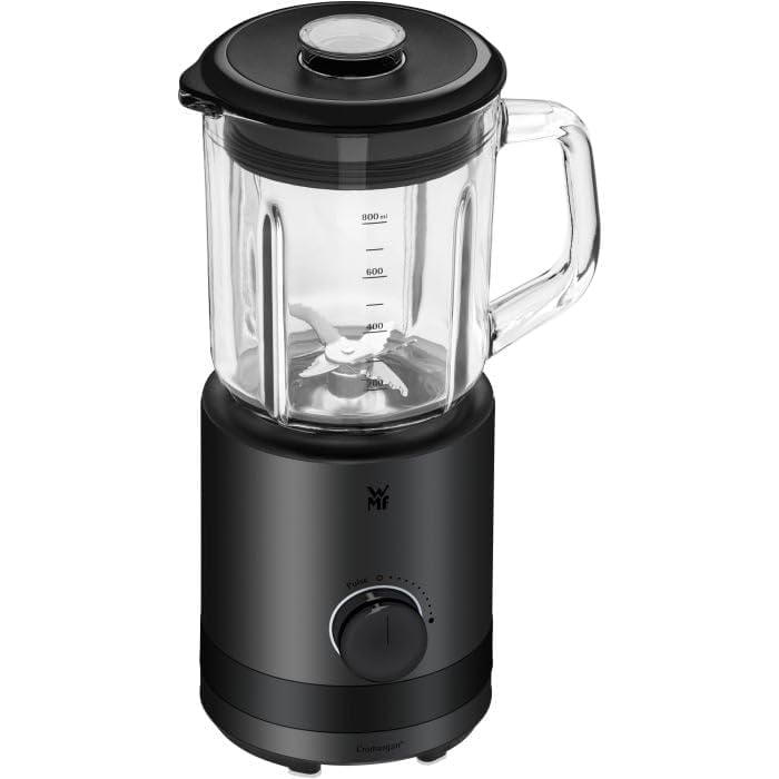 WMF Küchenminis Standmixer 0,8l, Smoothie Maker 400 Watt, Blender aus Cromargan Edelstahl, Standmixer klein mit Glaskrug, 5 Geschwindigkeiten, Pulse-Funktion, perfekt für 1-2 Portionen, schwarz