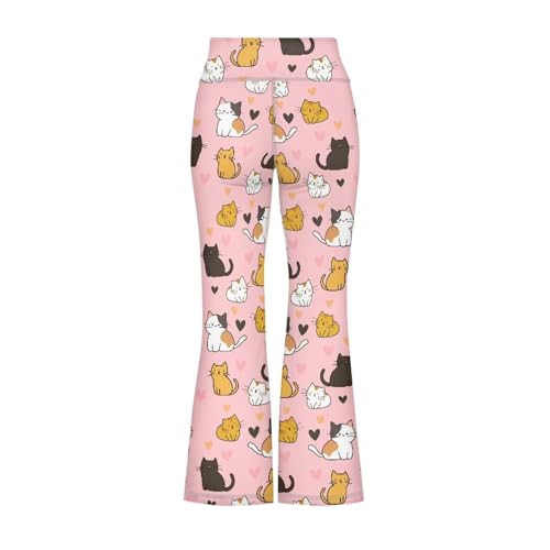 Image of Girls Leggings Floral Print High-Waisted Flared Pants 5-14 Years