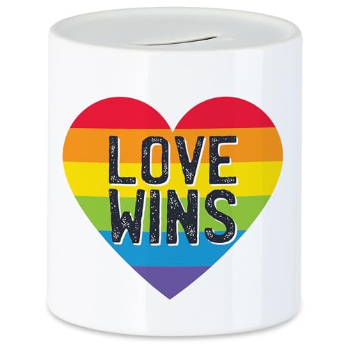 Hey!Print Love Wins Tasse LGBT Lustig Rainbow LGBTQ Pride Queer Homosexuell CSD Pride Week Spardose