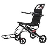 Foldable Travel Wheelchair Transport Chair(Only 21lbs), 18.1' Width Lightweight Folding Wheelchair, Transfer Wheel Chair for Elderly Travel Hospital, Aircraft Approved, for Seniors