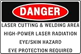 CGAP Safety DANGER – Laser Cutting & Welding Area Sign, 8x12 Aluminum, High-Power Laser Eye & Skin Hazard Sign for Fabrication Shops